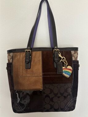 Coach Patchwork Signature Tote Bag 🤎💜
